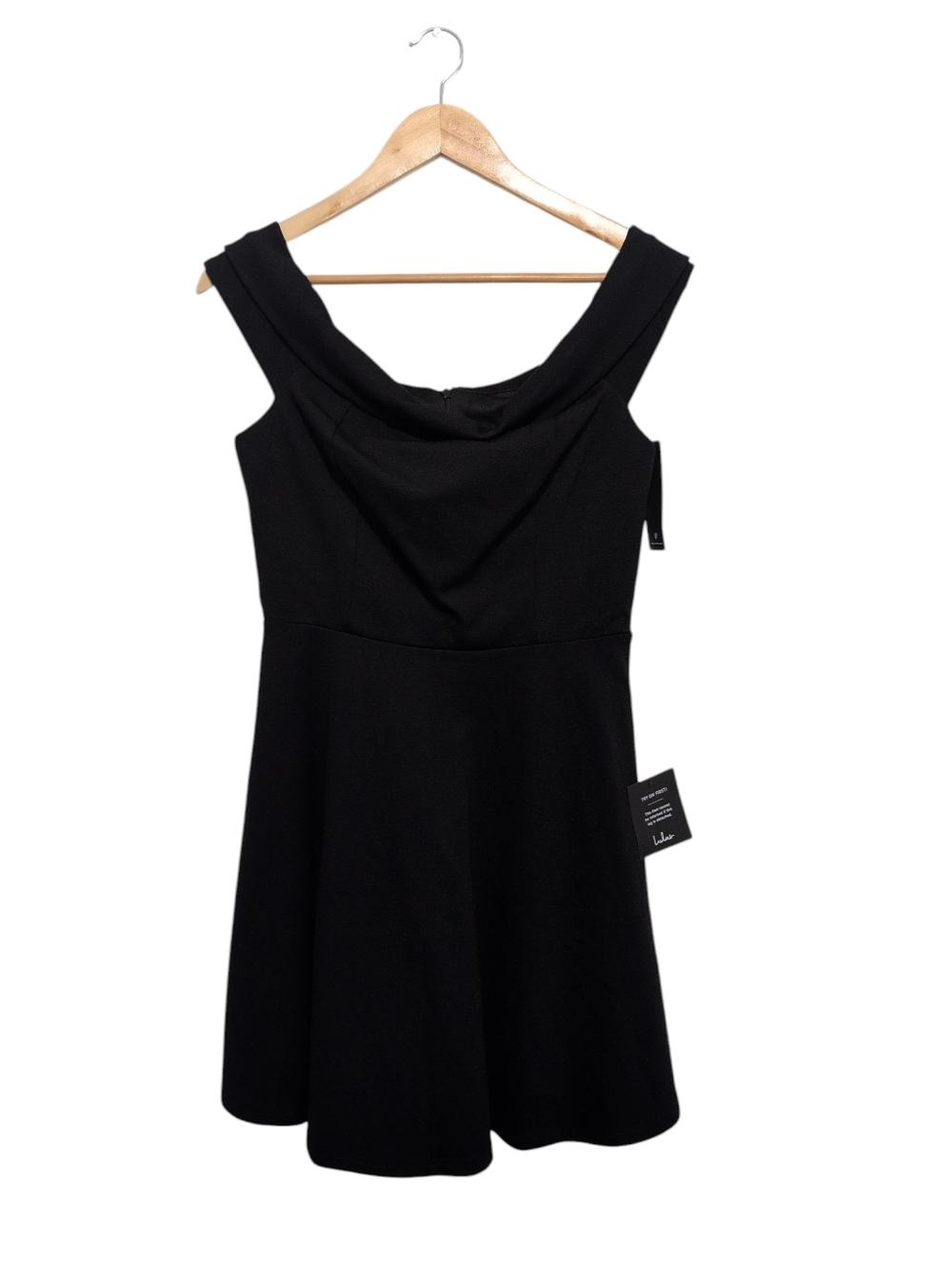 Lulus Off The Shoulder Skater Fit And Flare Dress Black Size Medium New - Picture 2 of 13